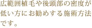 広範囲植毛や後頭部の密度が低い方にお勧めする施術方法です。
